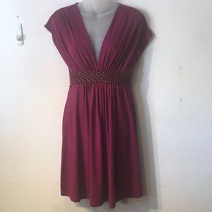 RUE 21 fuchsia deep V summer dress comfortable M